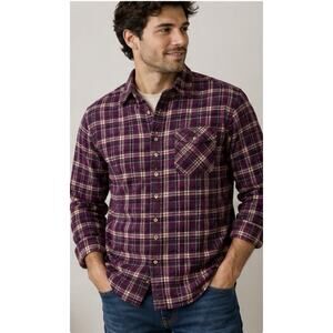Bear River Flannel Shirt Mens Large Purple Plaid Outdoor Button Front
